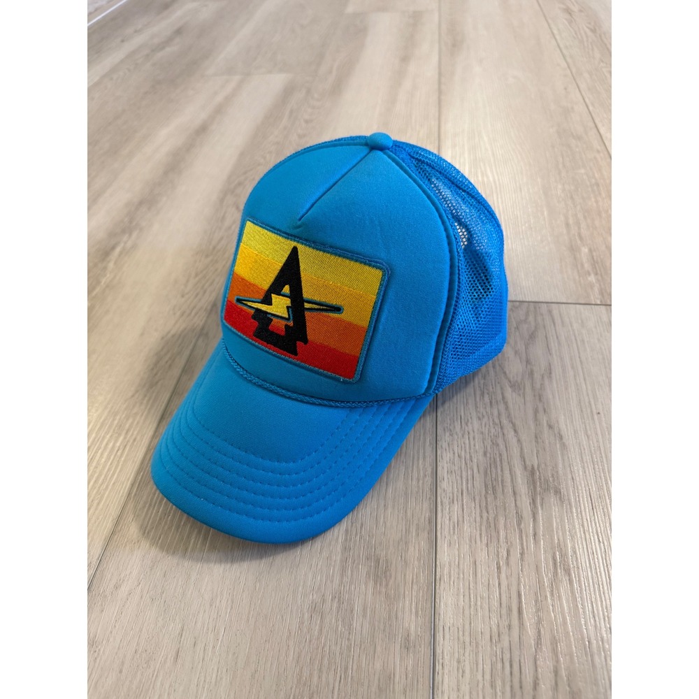 Aviator Nation Otto Blue Trucker Hat Retro Lightning Bolt Patch Mesh Cap